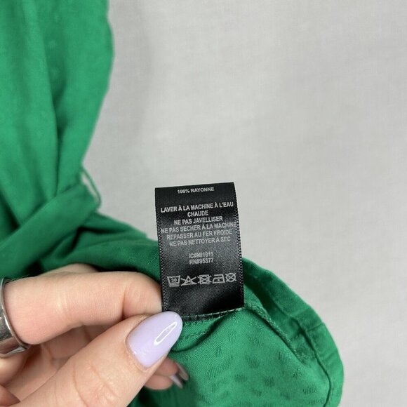 Sanctuary Womens Top Extra Large Green Dani One Shoulder Tie Wrap Blouse Resort - Picture 12 of 12